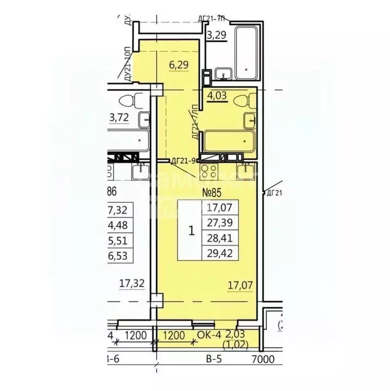 Студия Курская область, Курск Театральная ул., 14 (29.4 м) - Фото 1