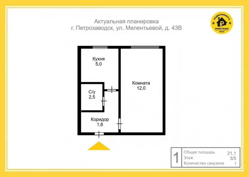 1-к кв. Карелия, Петрозаводск ул. Мелентьевой, 43В (21.2 м) - Фото 2