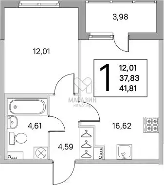 1-к кв. Ленинградская область, Всеволожский район, Заневское городское ... - Фото 2