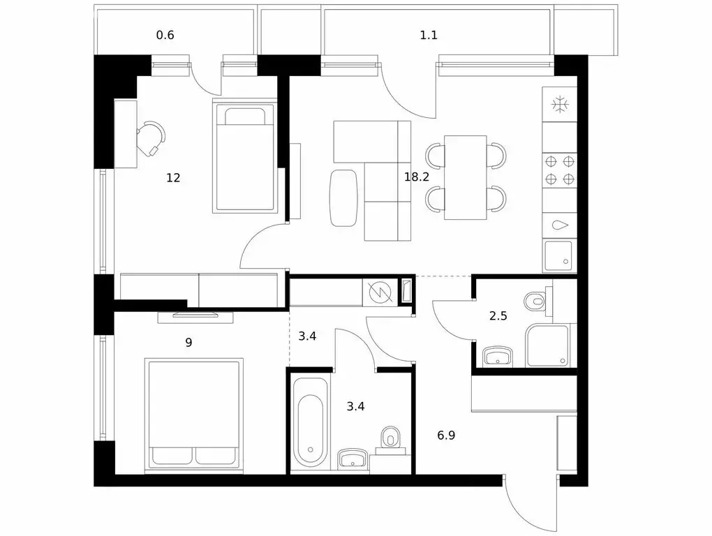 2-комнатная квартира: Москва, улица Ивана Франко, 20к2 (57.1 м) - Фото 0