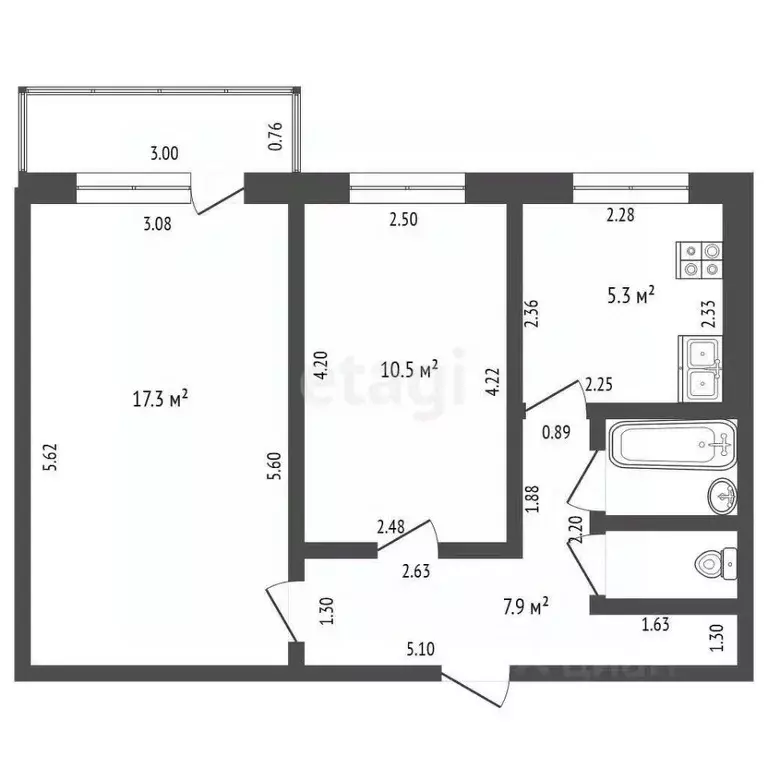 2-к кв. Тамбовская область, Тамбов ул. Володарского, 2 (44.1 м) - Фото 1