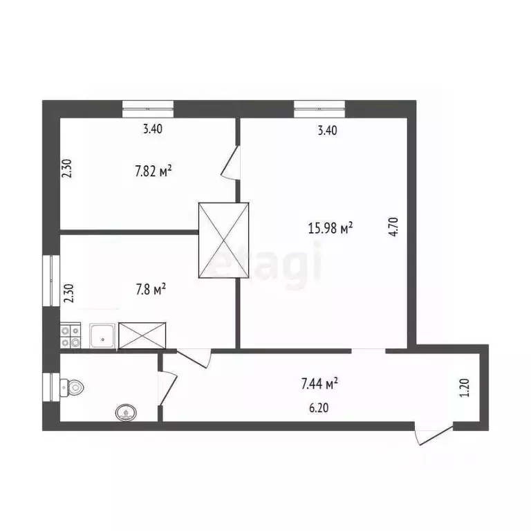 2-к кв. Вологодская область, Великий Устюг ул. Нахимова, 25 (39.5 м) - Фото 2