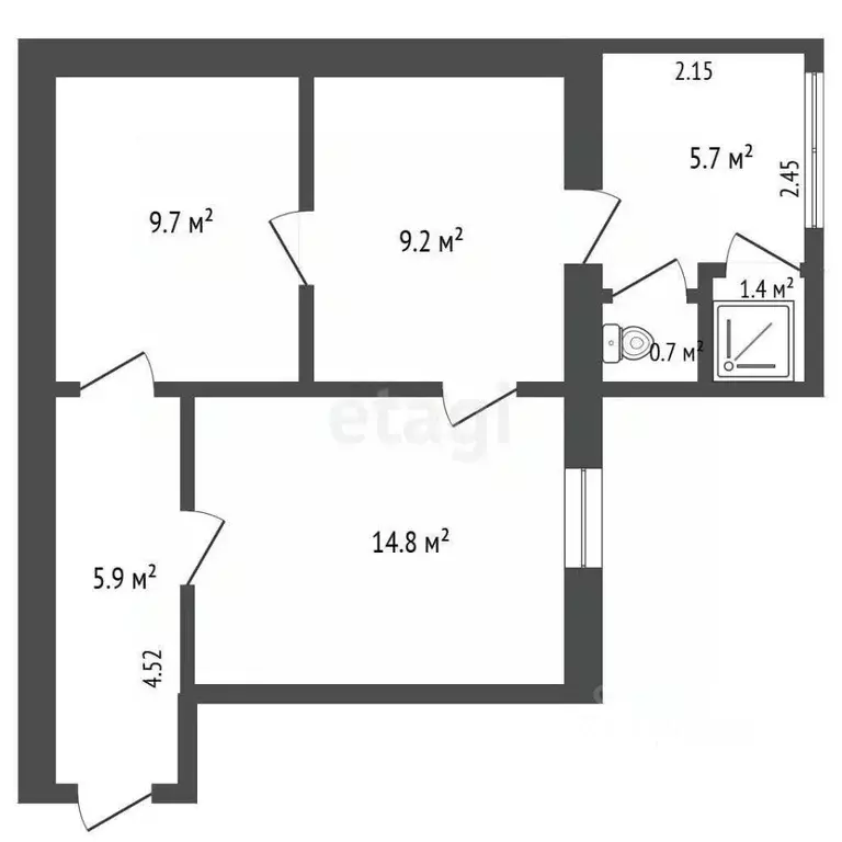3-к кв. Крым, Ялта ул. Екатерининская, 7 (47.4 м) - Фото 1