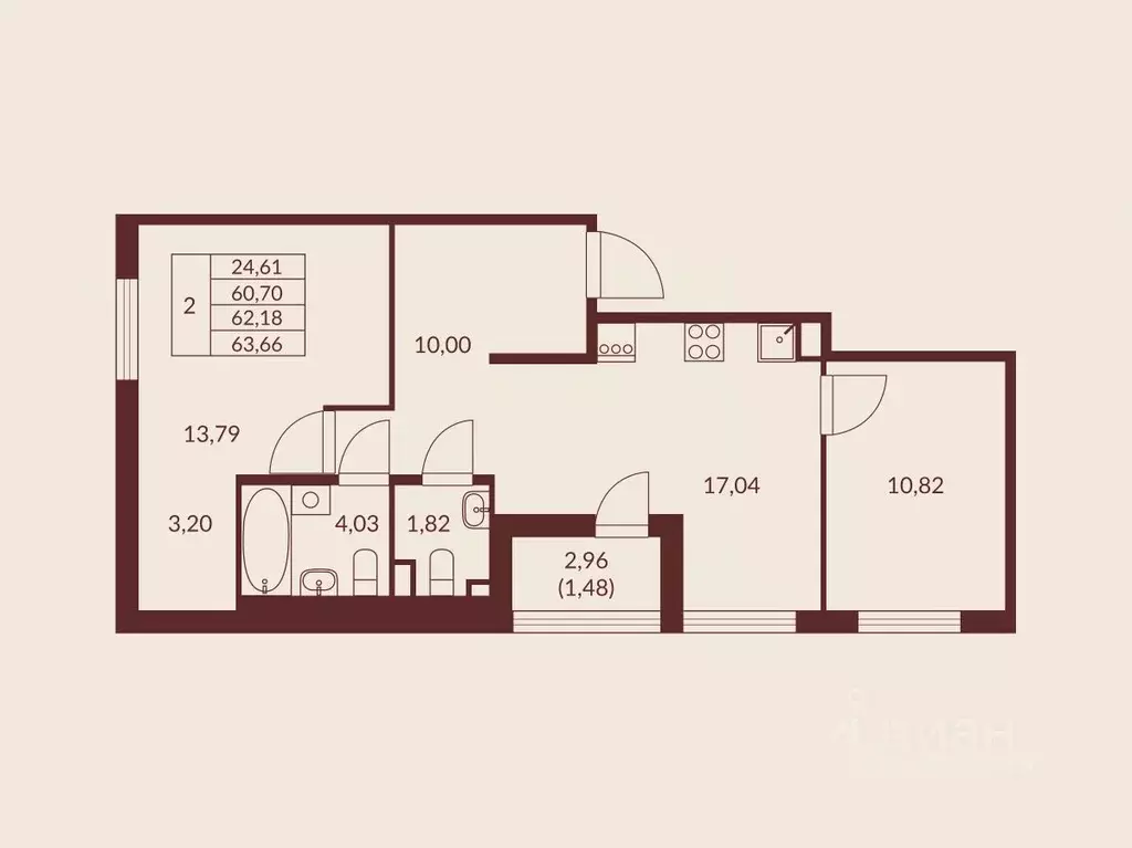 2-к кв. Ленинградская область, Мурино Всеволожский район, Мурино Спэйс ... - Фото 1