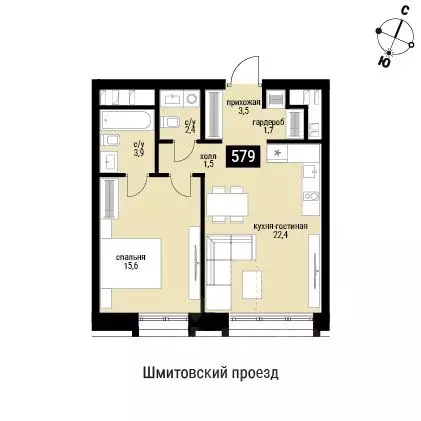 1-к кв. Москва Шелепиха жилой комплекс (51.0 м) - Фото 0