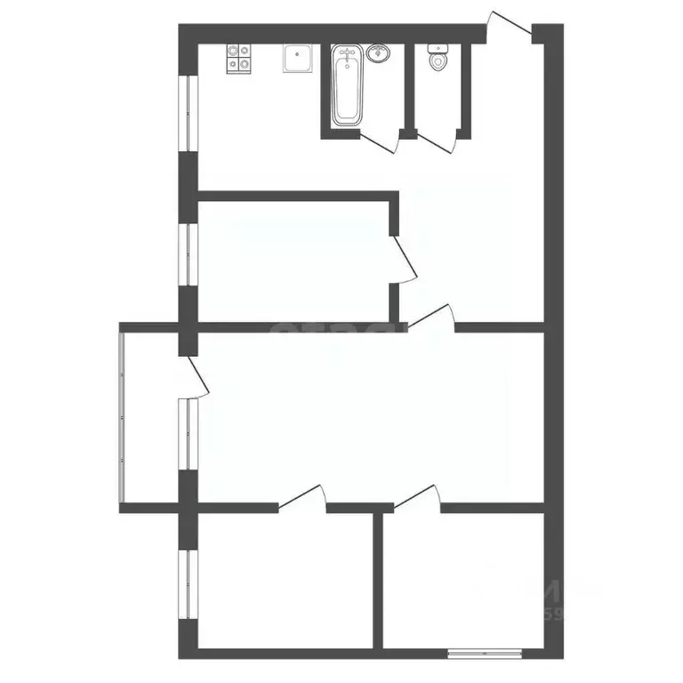 4-к кв. Тульская область, Киреевск пер. Чехова, 3 (58.1 м) - Фото 2