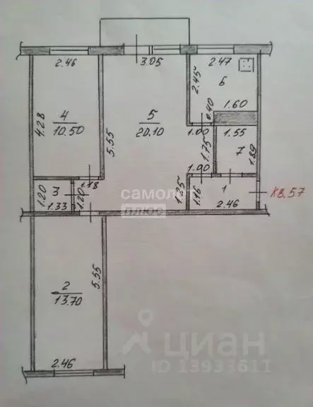 3-к кв. Чувашия, Чебоксары просп. Мира, 23А (57.1 м) - Фото 1