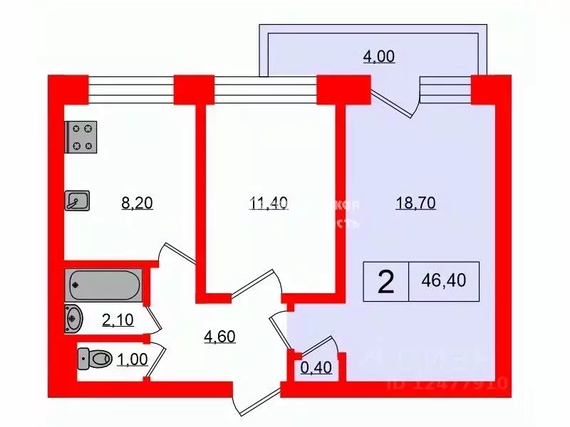 Комната Санкт-Петербург просп. Ветеранов, 147К2 (18.7 м) - Фото 1