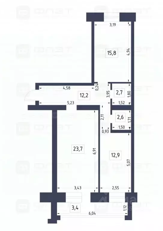 2-к кв. Татарстан, Казань ул. Заслонова, 17 (76.7 м) - Фото 1