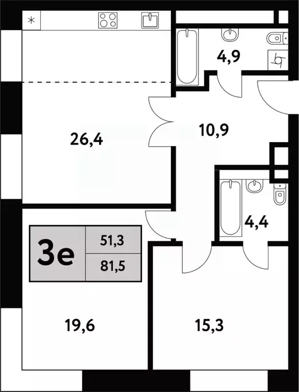 3-к кв. Москва Фестивальная ул., 15к24/1 (81.5 м) - Фото 0