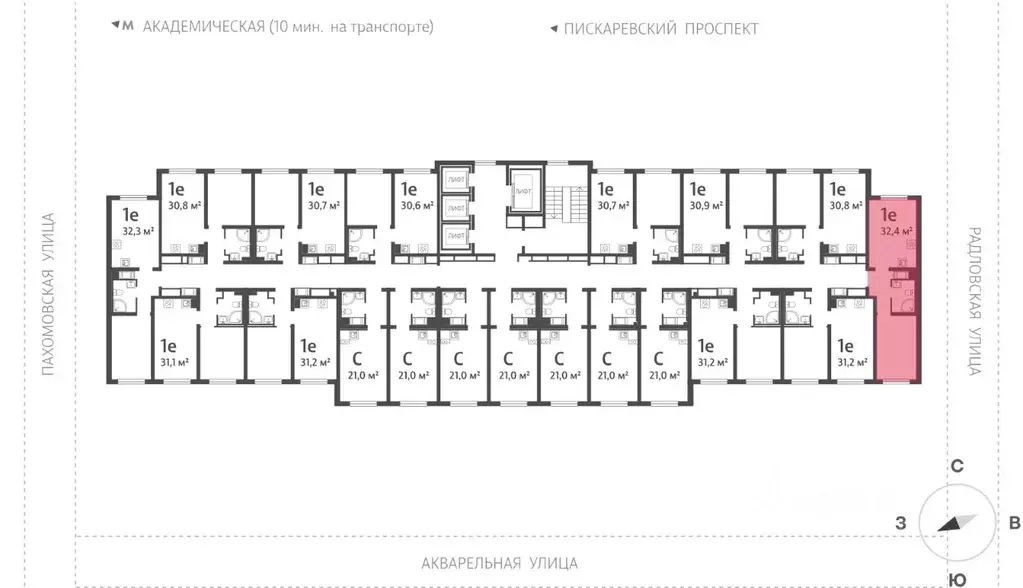 1-к кв. Санкт-Петербург ул. Пахомовская, 12к2 (32.0 м) - Фото 1