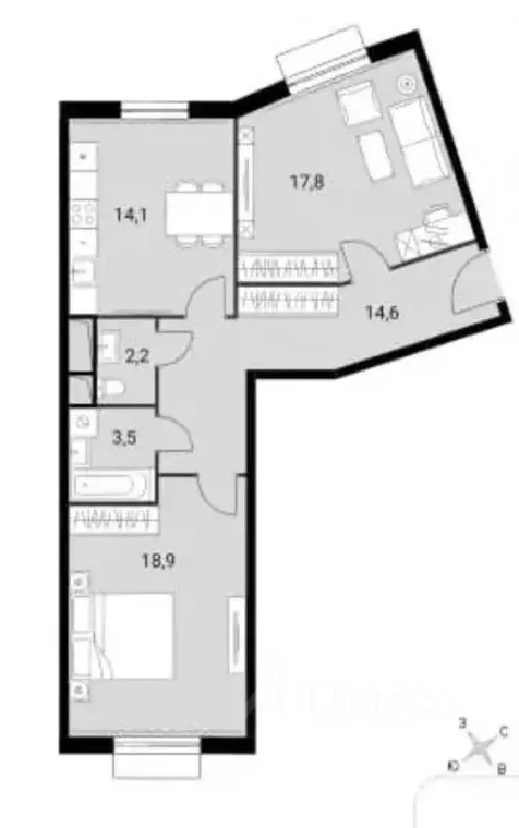 3-к кв. Московская область, Ленинский городской округ, пос. Развилка ... - Фото 2
