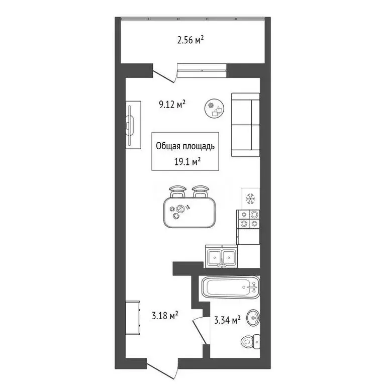 Квартира-студия: Новосибирск, улица Твардовского, 22/3 (19.1 м) - Фото 1