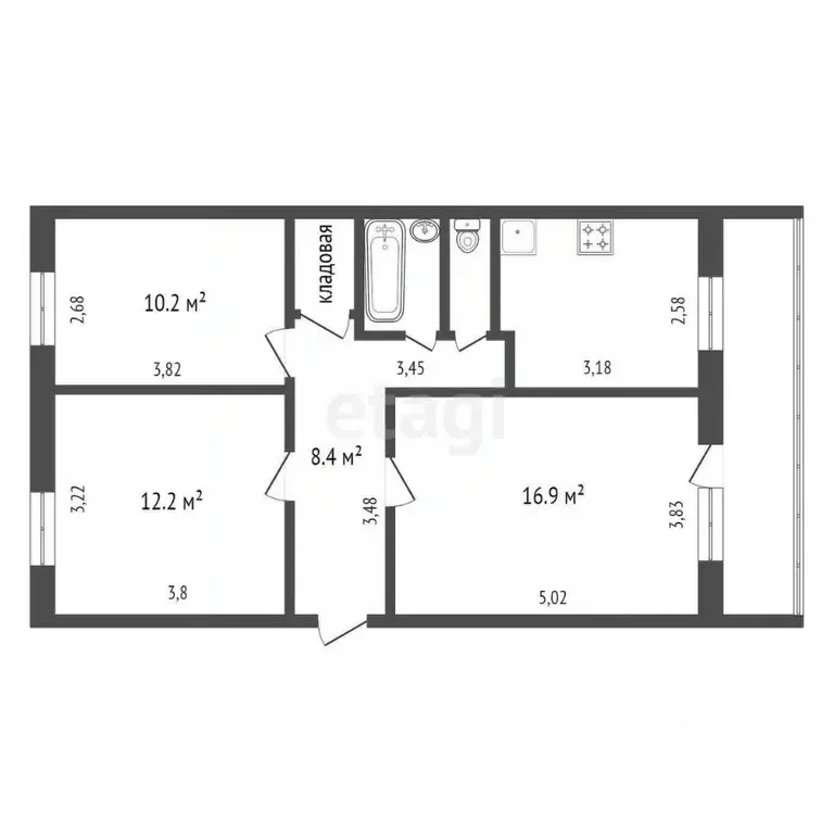 3-к кв. Красноярский край, Красноярск ул. Водянникова, 2А (61.1 м) - Фото 2
