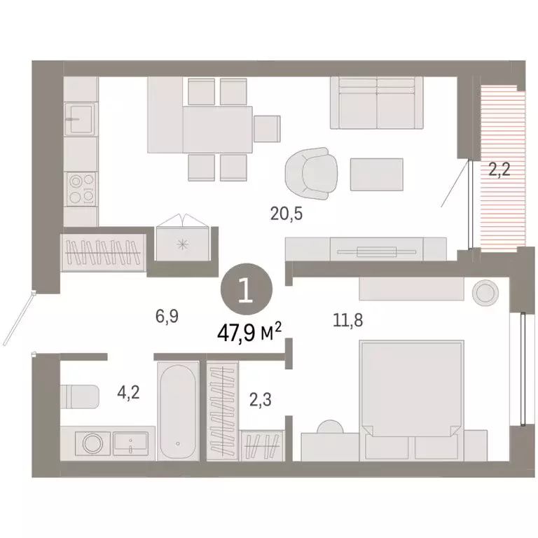 1-комнатная квартира: Екатеринбург, жилой район Юго-Западный, жилой ... - Фото 1