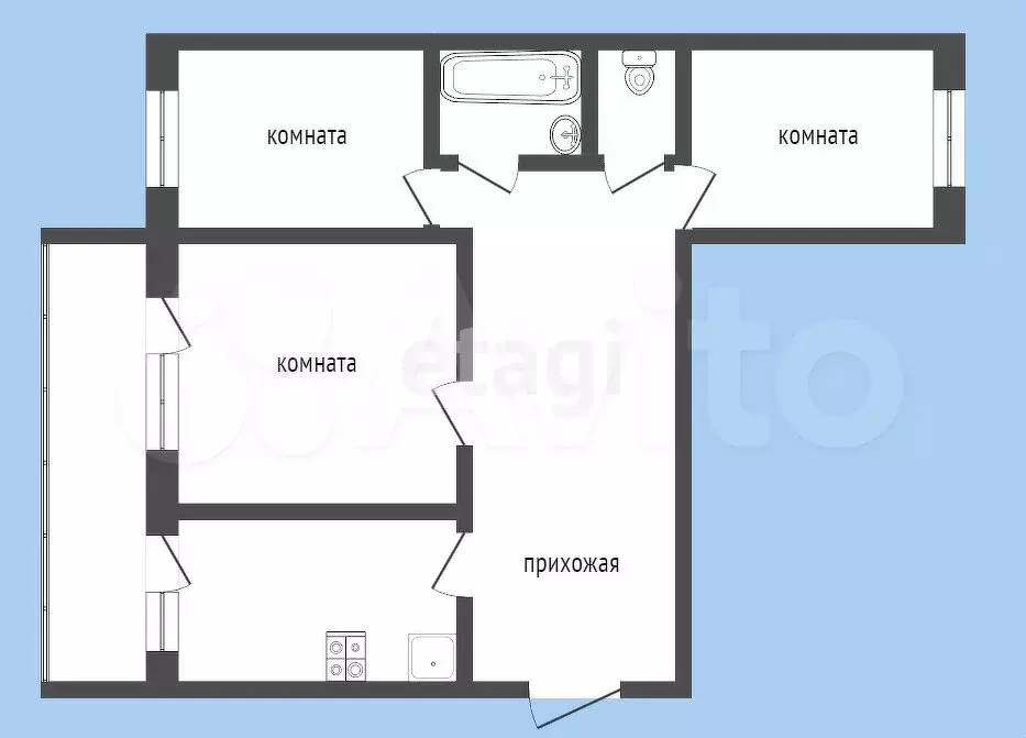 3-к. квартира, 83 м, 3/4 эт. - Фото 0