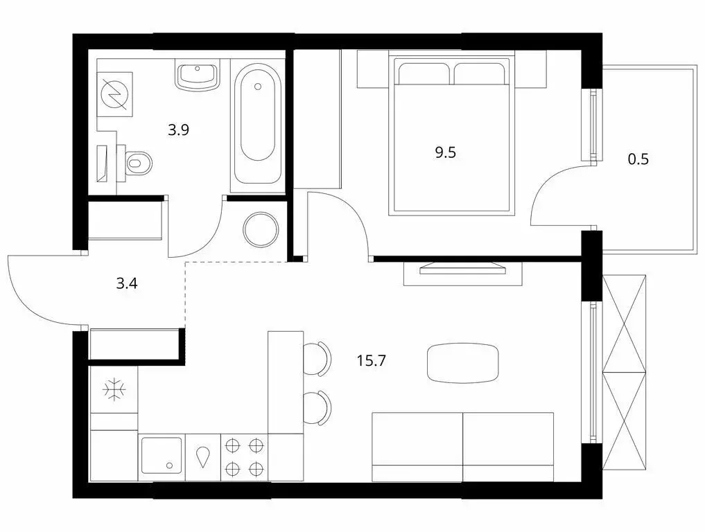 1-комнатная квартира: Утечино, жилой комплекс Савин Парк (33.1 м) - Фото 1
