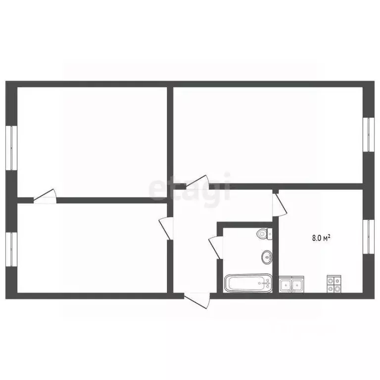3-к кв. Ханты-Мансийский АО, Сургут ул. Бажова, 2Б (60.0 м) - Фото 2