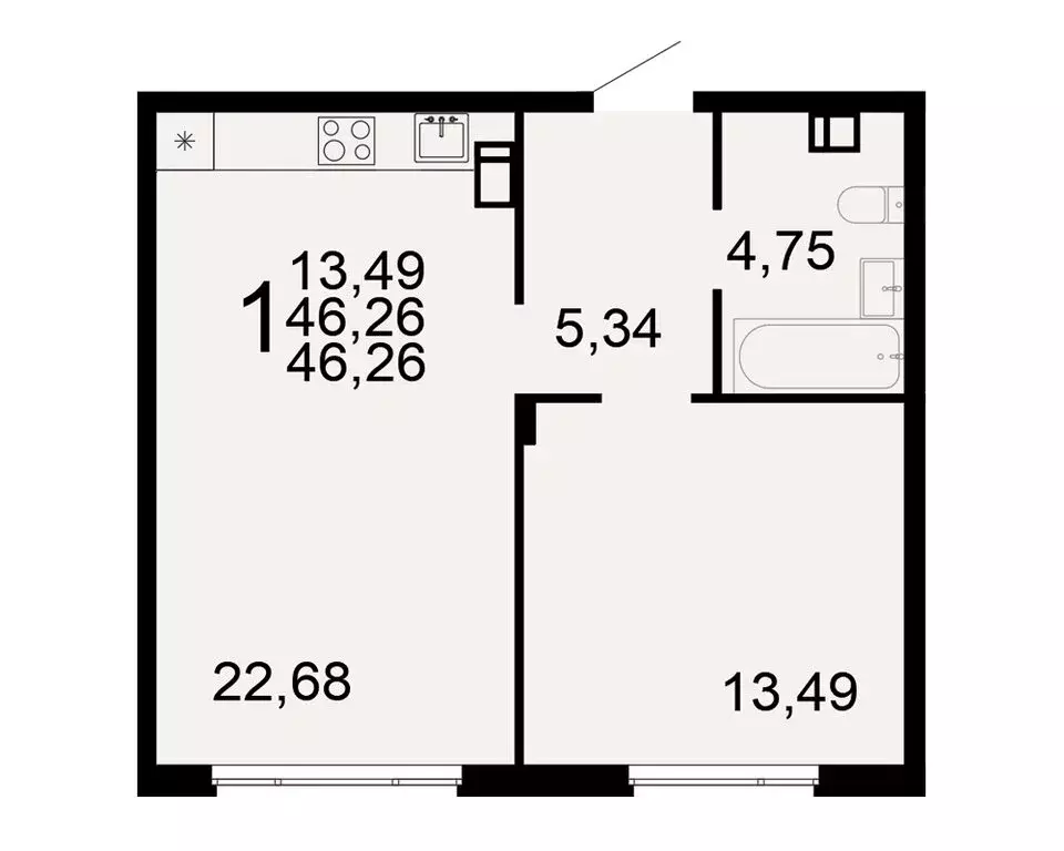 1-комнатная квартира: Тула, жилой комплекс Флагман (46.26 м) - Фото 1