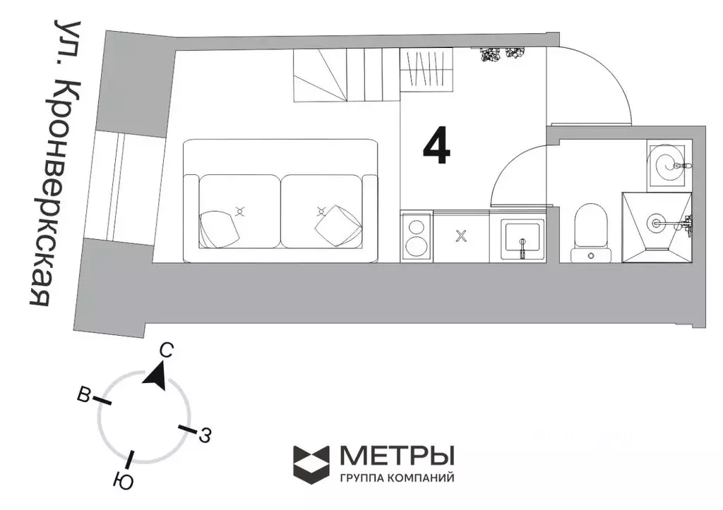 Студия Санкт-Петербург Кронверкская ул., 11 (14.4 м) - Фото 0