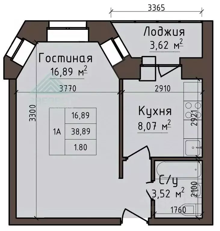 1-к кв. Хакасия, Абакан ул. Авиаторов, 5Ак1 (38.0 м) - Фото 1