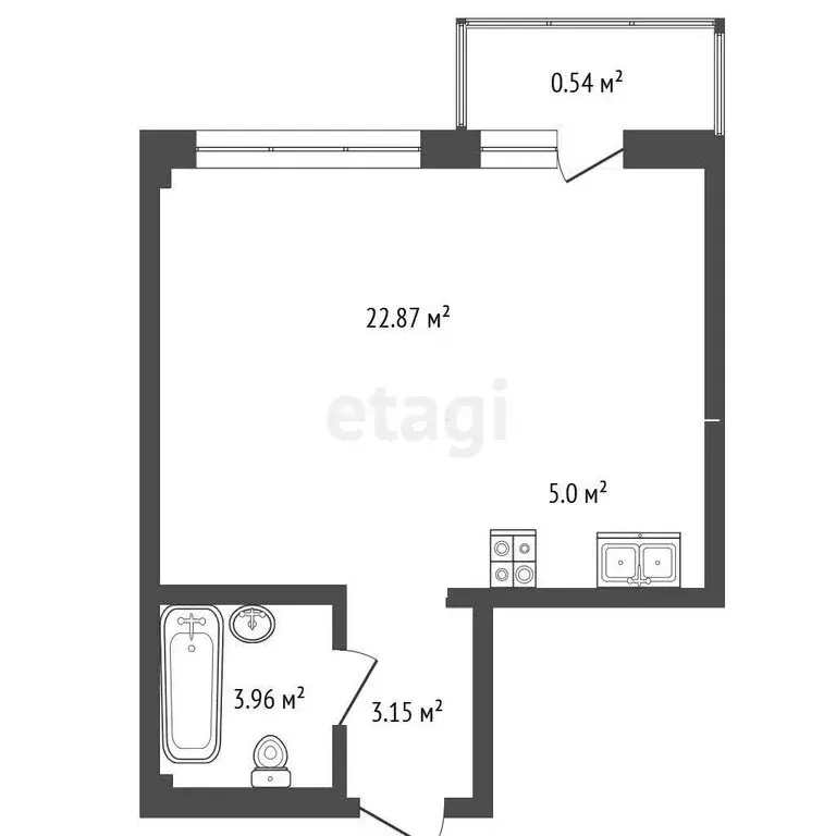 Квартира-студия: Ялта, улица Кирова, 155Ак2 (35.8 м) - Фото 0