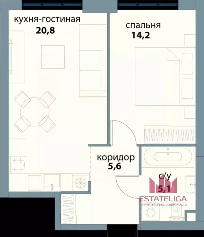 1-к кв. Москва ул. Василия Ланового, 5 (46.2 м) - Фото 2