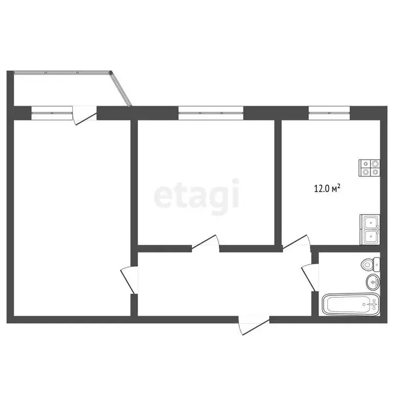 2-комнатная квартира: Тобольск, 15-й микрорайон, 23 (58 м) - Фото 1