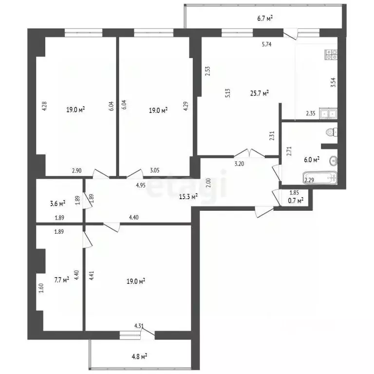3-к кв. Самарская область, Самара 3-й проезд, 50Б (120.0 м) - Фото 2