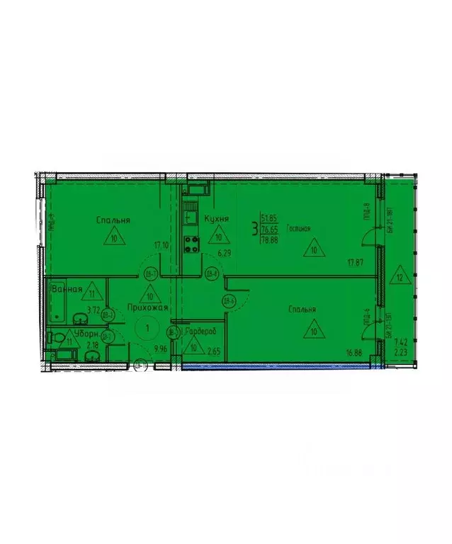 3-к кв. Пензенская область, Пенза ул. Генерала Глазунова, 11 (78.88 м) - Фото 1