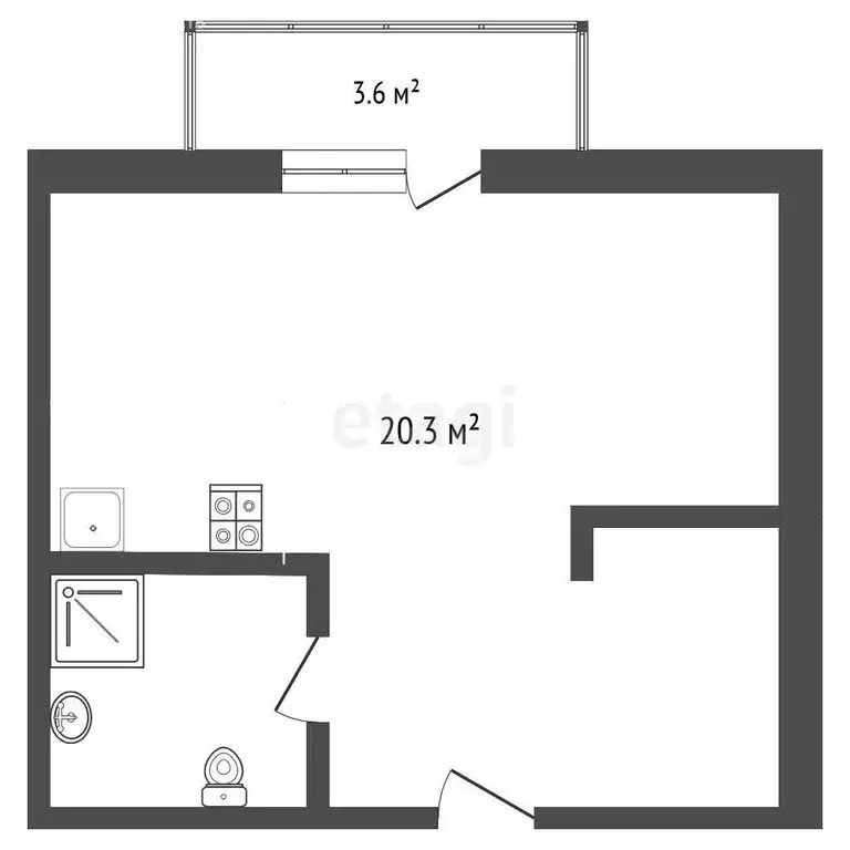 Квартира-студия: Алупка, Севастопольский переулок, 7А (23.3 м) - Фото 1