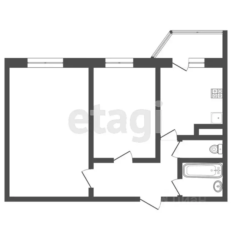 2-к кв. Тюменская область, Тюмень ул. Михаила Сперанского, 25 (43.9 м) - Фото 2