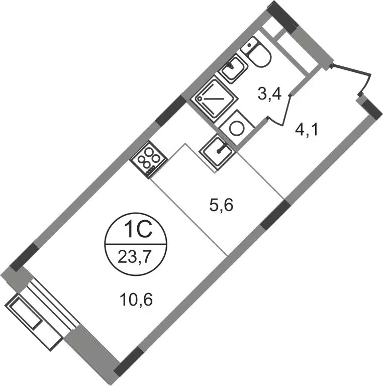 Квартира-студия: посёлок городского типа Заречье, жилой комплекс ... - Фото 1