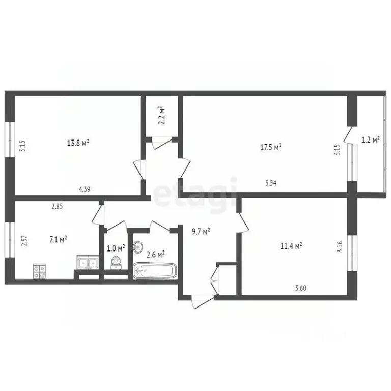 3-к кв. Ямало-Ненецкий АО, Ноябрьск ул. Ленина, 28 (66.0 м) - Фото 1
