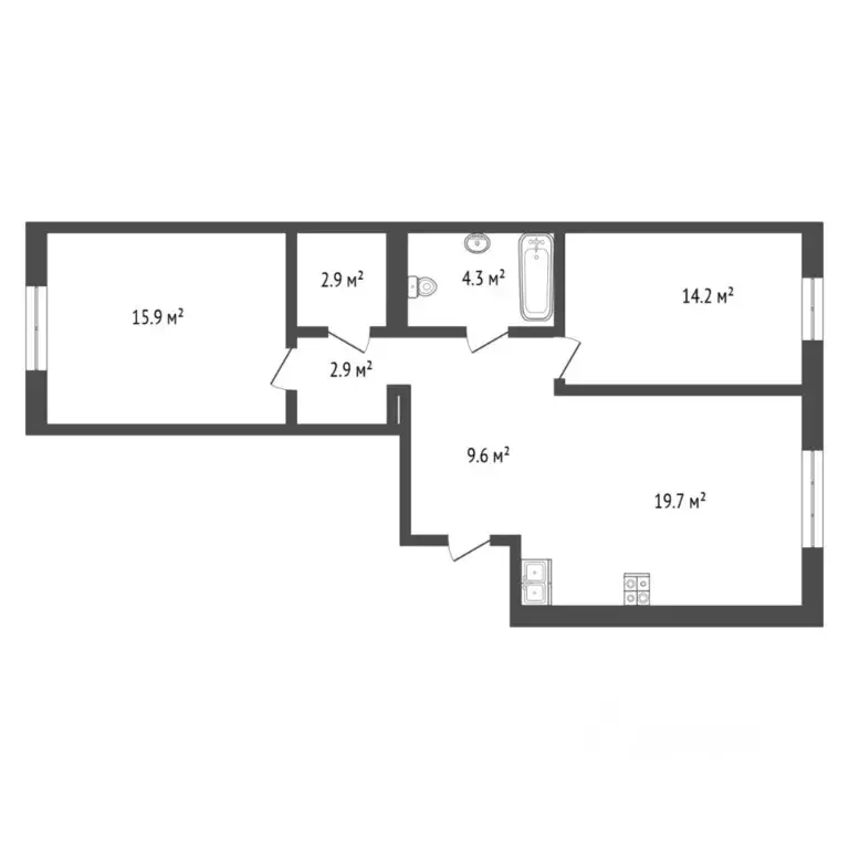 2-к кв. Тюменская область, Тюмень Новгородская ул., 20 (69.6 м) - Фото 2