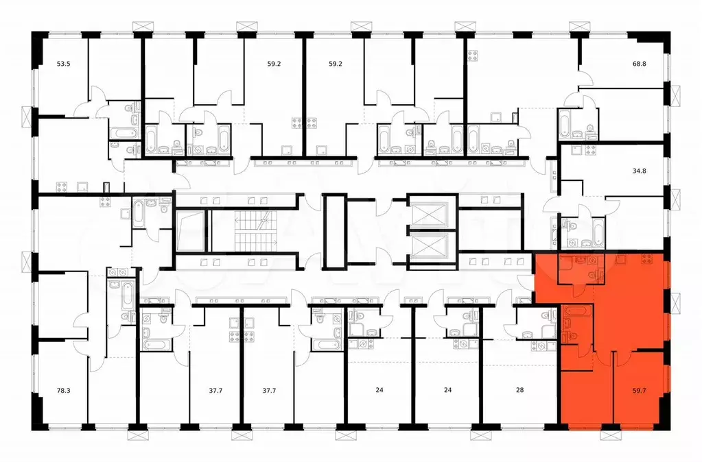 2-к. квартира, 59,6 м, 12/12 эт. - Фото 1