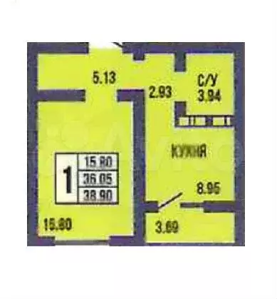 1-к. квартира, 38,9 м, 4/17 эт. - Фото 0