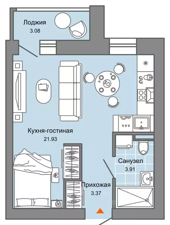 Студия Кировская область, Киров Знак жилой комплекс (31.0 м) - Фото 0