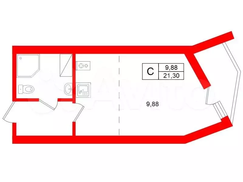 Квартира-студия, 21,3 м, 5/6 эт. - Фото 0