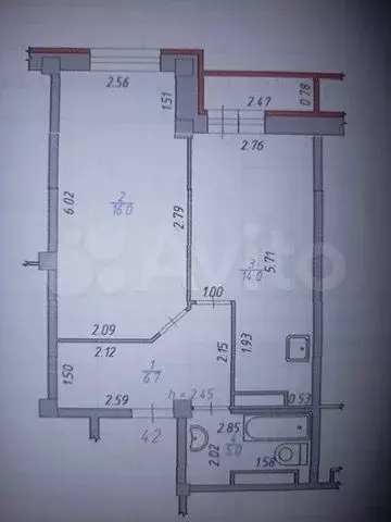 2-к. квартира, 41,7 м, 6/17 эт. - Фото 0