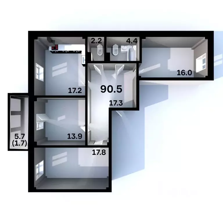 3-к кв. Псковская область, Псков Пароменская ул., 28 (90.5 м) - Фото 1