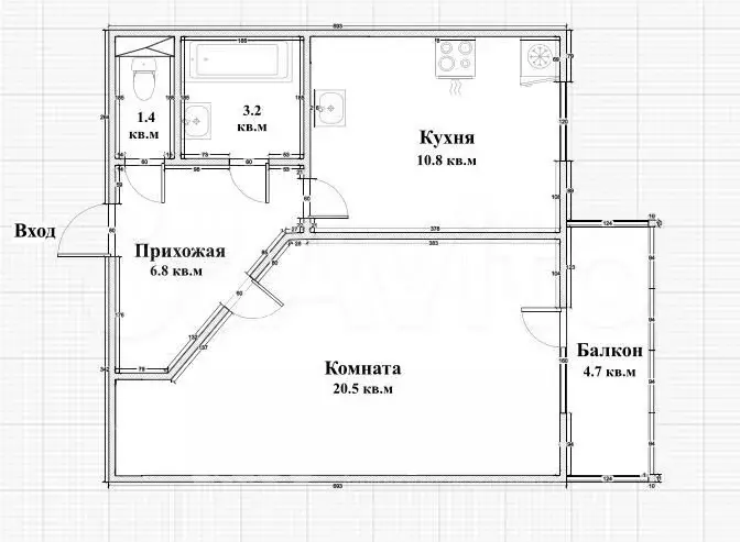 1-к. квартира, 44,7 м, 8/25 эт. - Фото 0