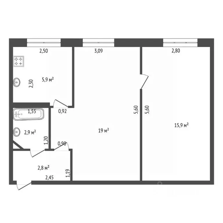 2-к кв. Башкортостан, Уфа ул. Достоевского, 152/1 (46.5 м) - Фото 2