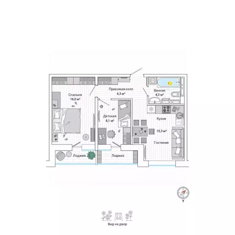 3-к кв. Приморский край, Владивосток ул. Нейбута (53.0 м) - Фото 1