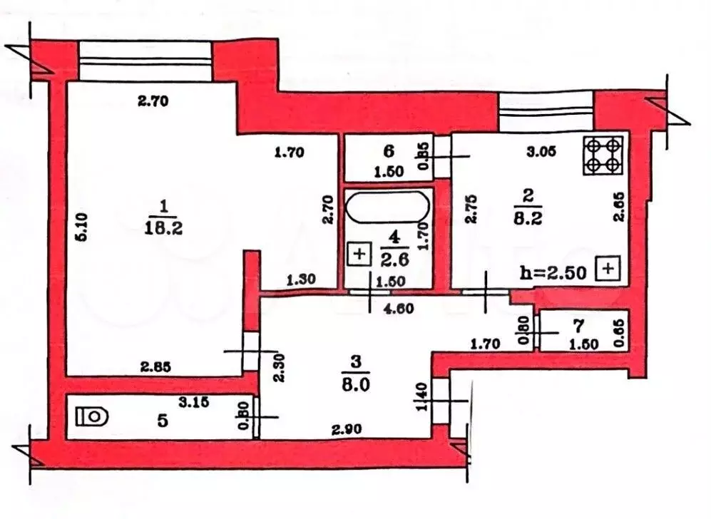 1-к. квартира, 41,8 м, 1/5 эт. - Фото 0