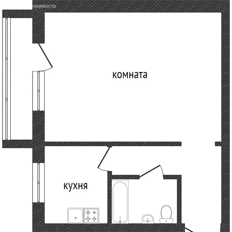 1к в -комнатной квартире (8.4 м) - Фото 1