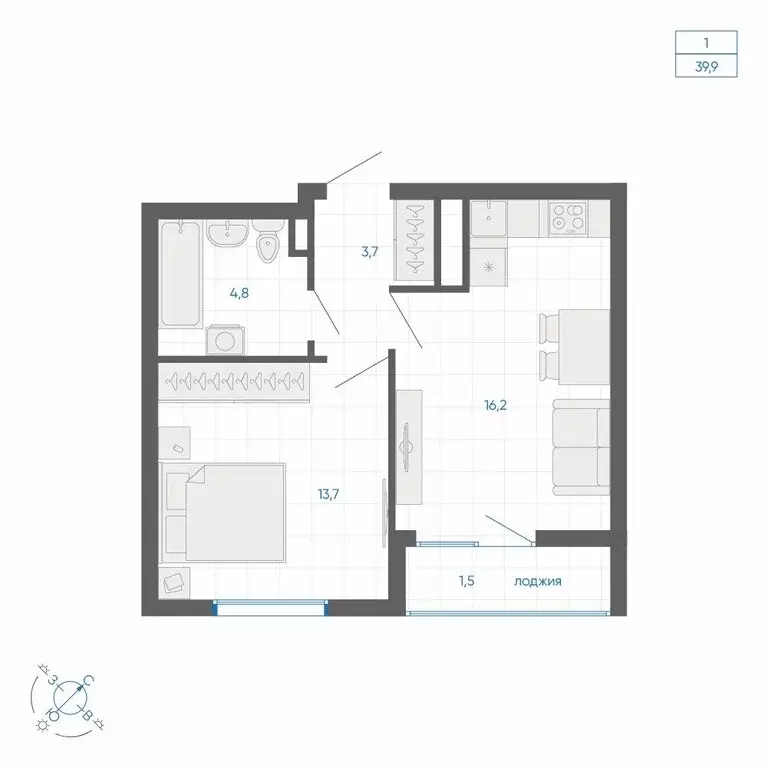 1-комнатная квартира: Екатеринбург, улица Вильгельма де Геннина, 59 ... - Фото 2