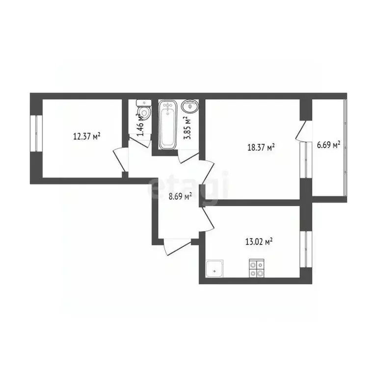 2-к кв. Тюменская область, Тюмень ул. Газопромысловая, 7 (57.6 м) - Фото 2