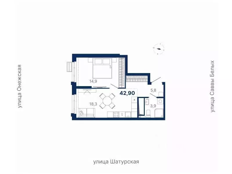 1-к кв. Свердловская область, Екатеринбург ул. Шатурская (42.9 м) - Фото 0