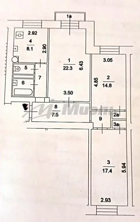 3-к кв. Москва ул. Бориса Галушкина, 25 (82.3 м) - Фото 2